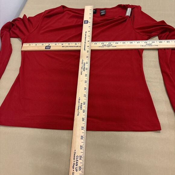 New York & Company women's stretch Blouse Size Small Red Long Sleeve Pullover - Picture 14 of 14